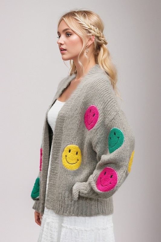 The Fuzzy Smile Long Bell Sleeve Knit Cardigan - Nexusni