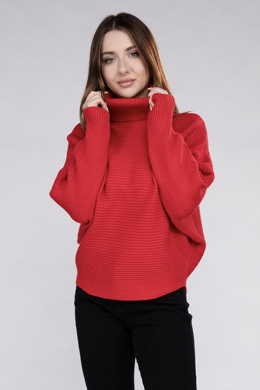 Viscose Dolman Sleeve Turtleneck Sweater - Nexusni