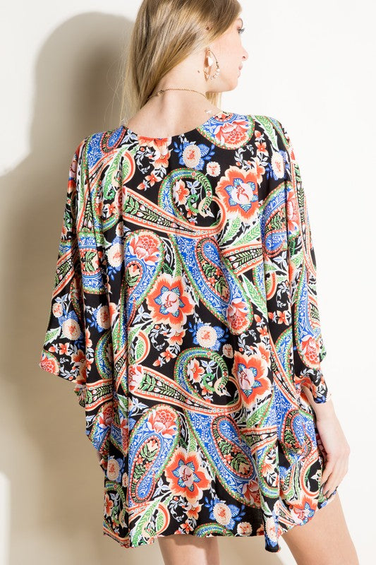 PLUS PAISLEY WOVEN KIMONO CARDIGAN - Nexusni