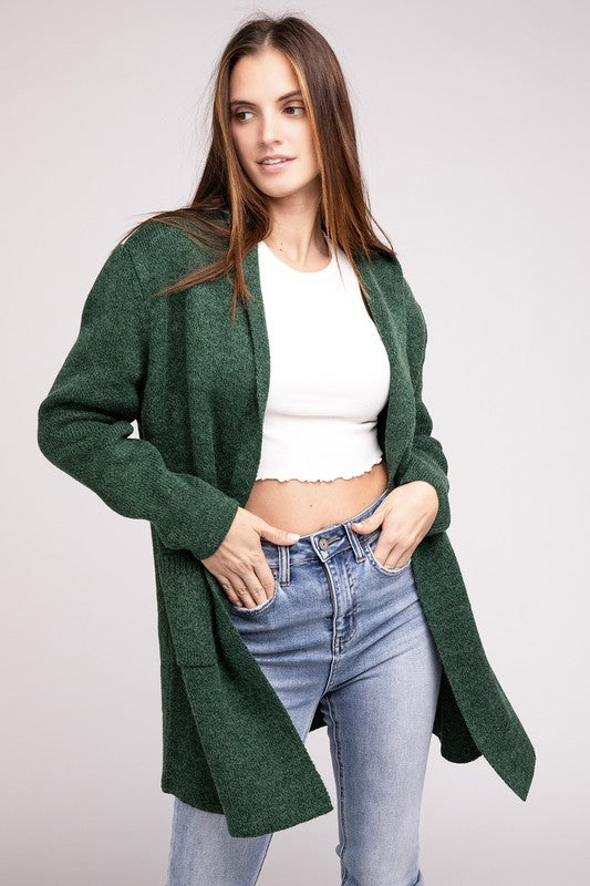 Hooded Open Front Sweater Cardigan - Nexusni