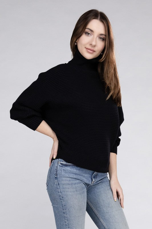 Viscose Dolman Sleeve Turtleneck Sweater - Nexusni