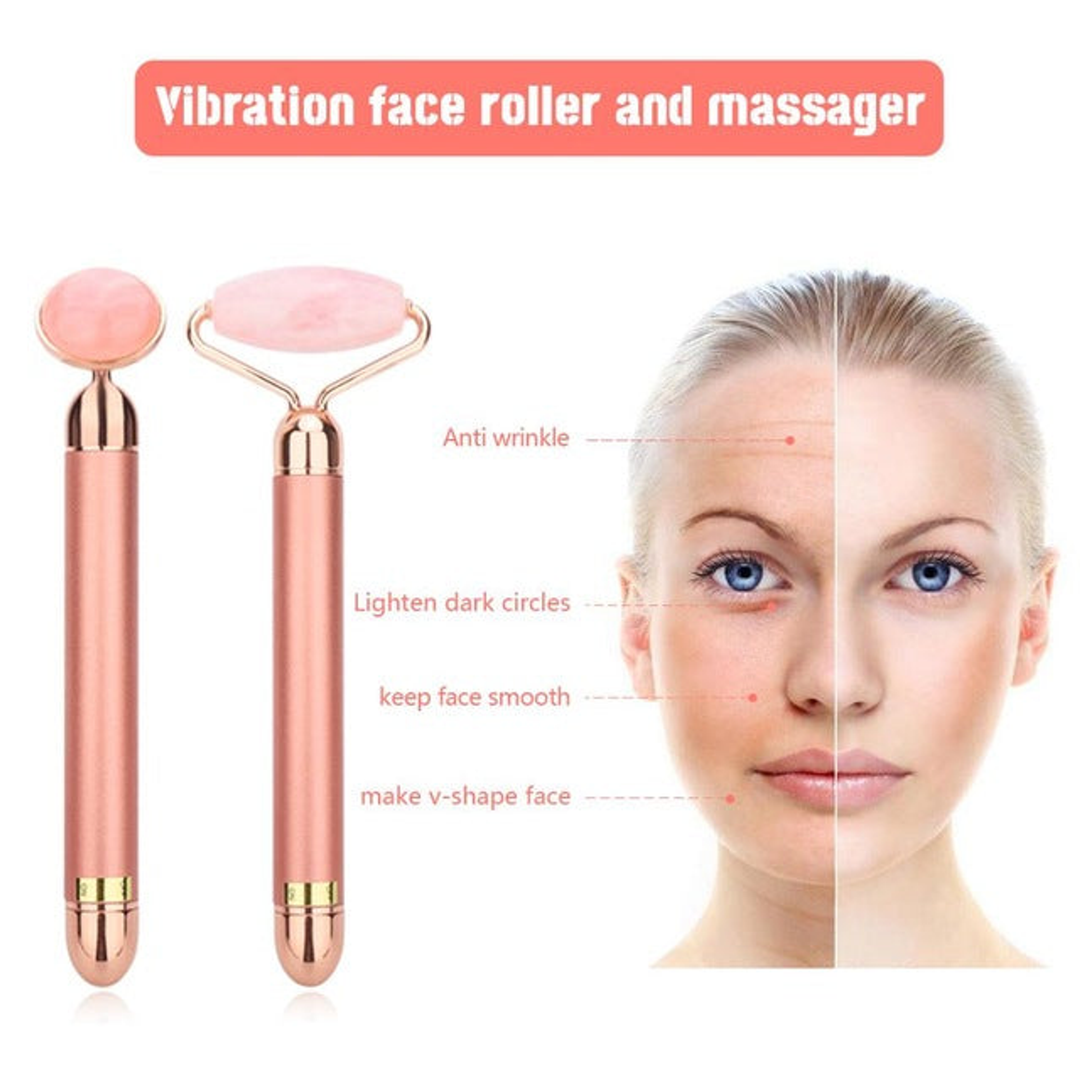 Vibra Beauty Vibrating Gemstone Roller & Skin Care Massager Set - Nexusni