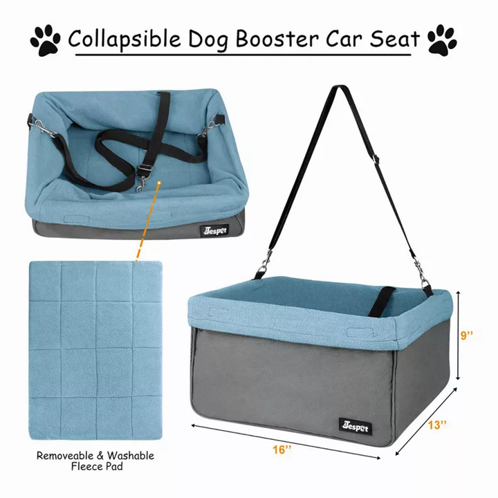 JESPET & GOOPAWS Dog Booster Seats for Cars, Portable Dog Car Seat Travel Carrier with Seat Belt for 24lbs Pets - Nexusni