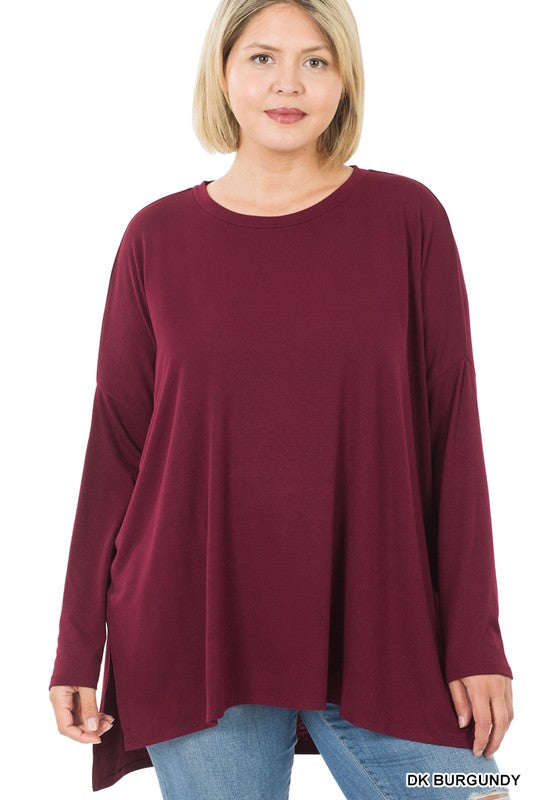 Plus Dolman Long Sleeve Round Neck Top - Nexusni