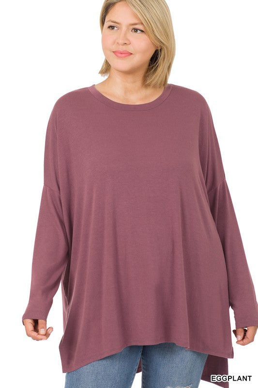 Plus Dolman Long Sleeve Round Neck Top - Nexusni