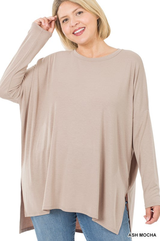 Plus Dolman Long Sleeve Round Neck Top - Nexusni