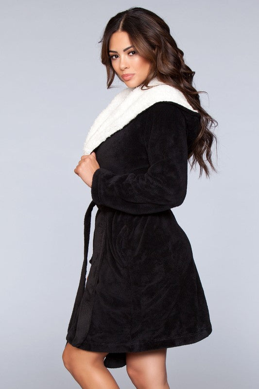 Janet Color Block Plush Fleece Robe - Nexusni