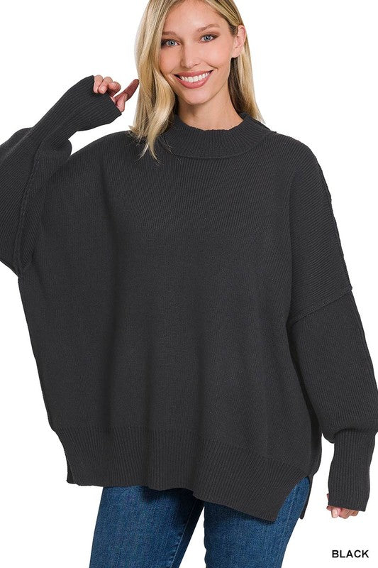 Side Slit Oversized Sweater - Nexusni