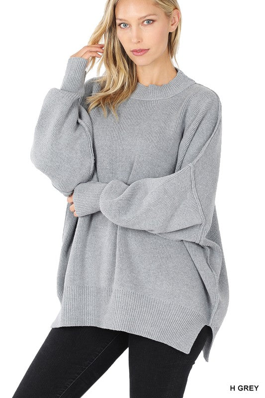 Side Slit Oversized Sweater - Nexusni