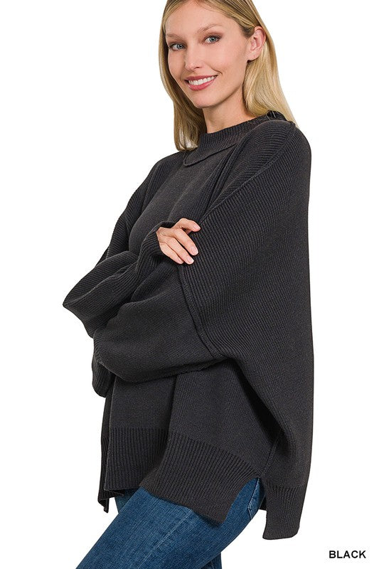 Side Slit Oversized Sweater - Nexusni