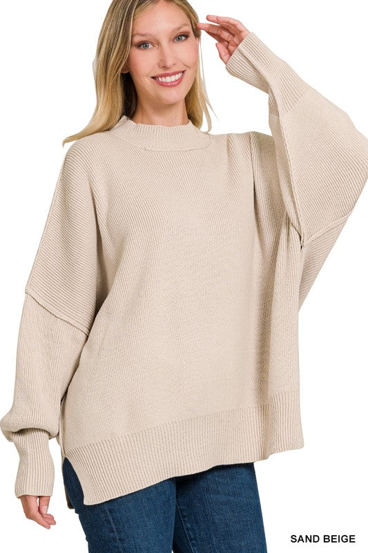 Side Slit Oversized Sweater - Nexusni