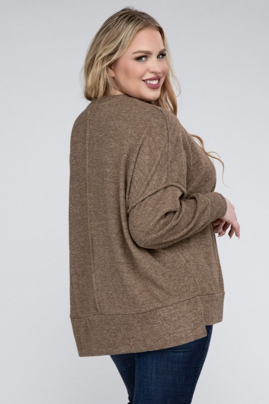 Plus Brushed Melange Drop Shoulder Sweater - Nexusni