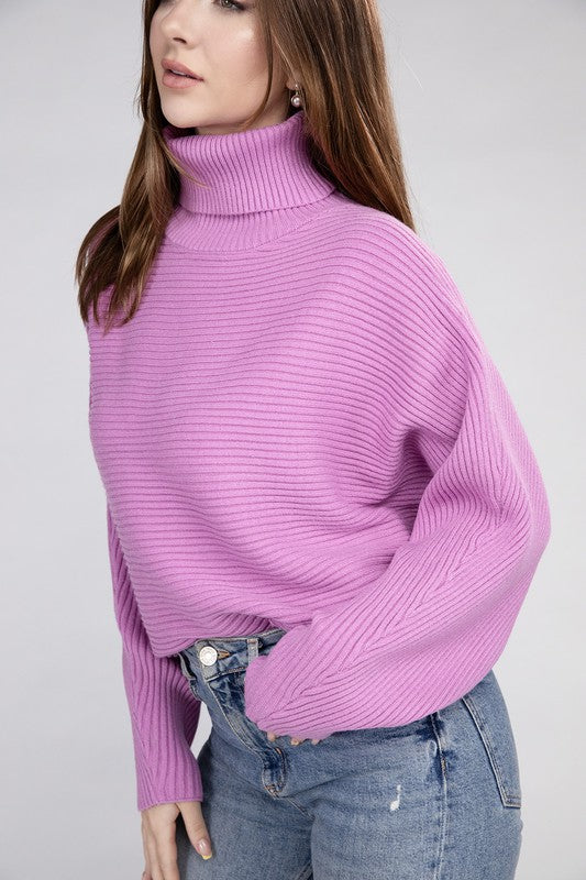 Viscose Dolman Sleeve Turtleneck Sweater - Nexusni