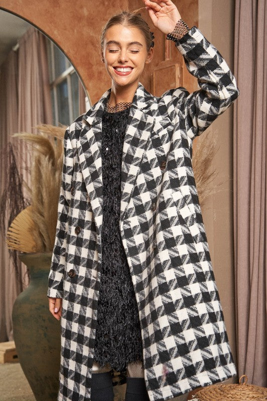 Textured Knit Tweed Double Button Coat Jacket - Nexusni