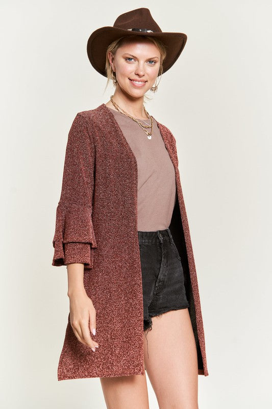 Glitter bell sleeve kimono style cardigan PLUS - Nexusni