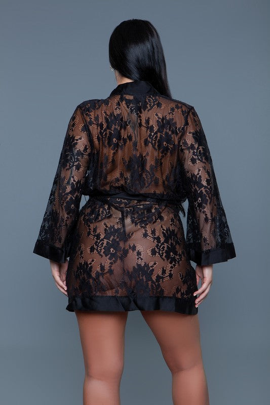 Delia Satin Lace Robe - Nexusni