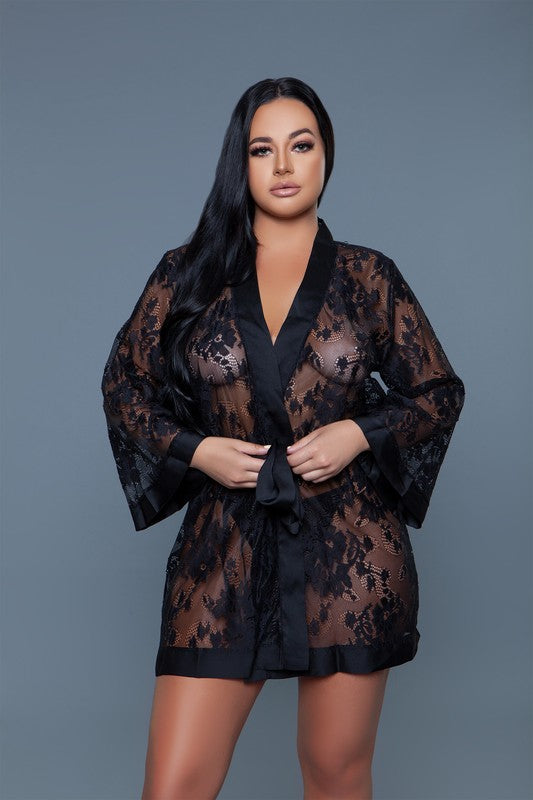 Delia Satin Lace Robe - Nexusni