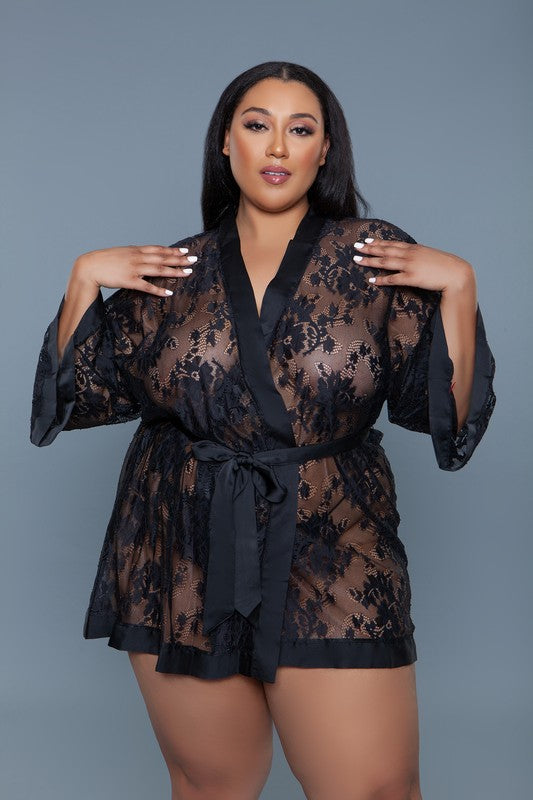 Delia Satin Lace Robe - Nexusni