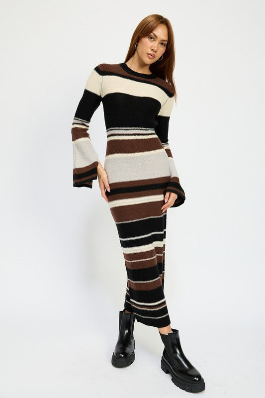 STRIPE MAXI BODYCON DRESS - Nexusni