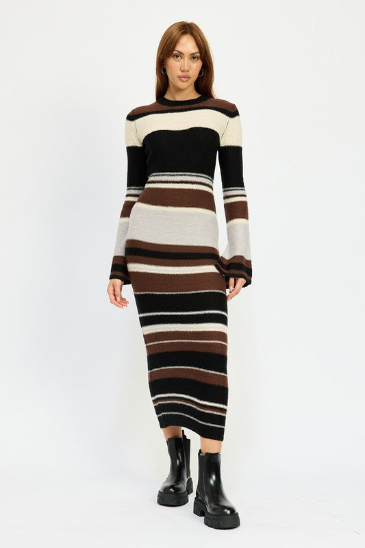 STRIPE MAXI BODYCON DRESS - Nexusni