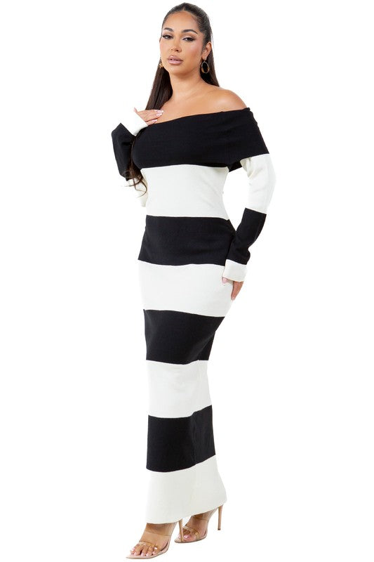 Women's Fashion Body-Con Long Knit Dress - Nexusni