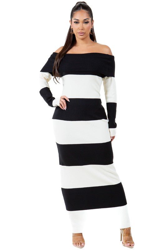 Women's Fashion Body-Con Long Knit Dress - Nexusni