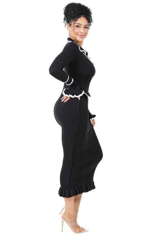 WOMEN FASHION LONG KNIT MAXI DRESS - Nexusni