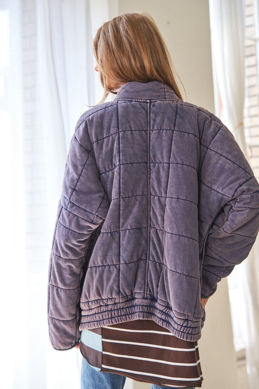 Soft Washed Comfy Quilted Zip Up Jacket - Nexusni