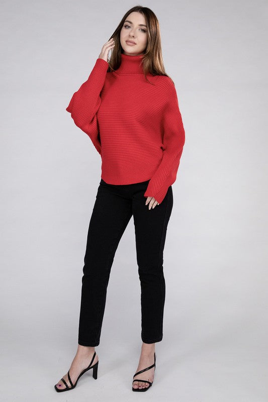 Viscose Dolman Sleeve Turtleneck Sweater - Nexusni