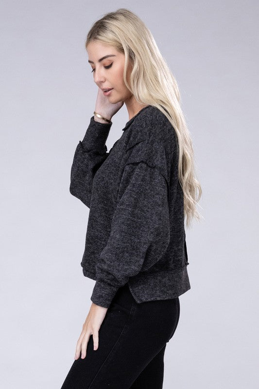 Brushed Melange Hacci Oversized Sweater - Nexusni