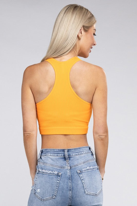 Ribbed Cropped Racerback Tank Top - Nexusni