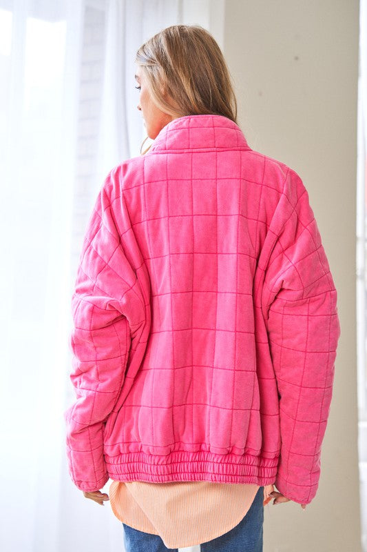 Soft Washed Comfy Quilted Zip Up Jacket - Nexusni