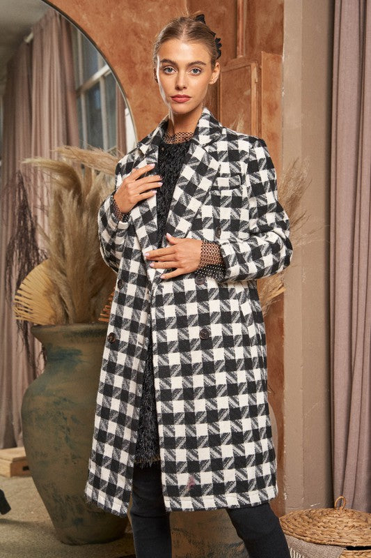 Textured Knit Tweed Double Button Coat Jacket - Nexusni