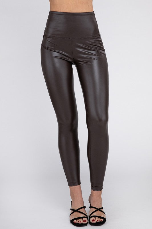 High Rise Faux Leather Leggings - Nexusni