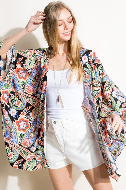 PAISLEY WOVEN KIMONO CARDIGAN - Nexusni