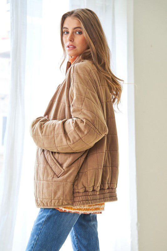 Soft Washed Comfy Quilted Zip Up Jacket - Nexusni