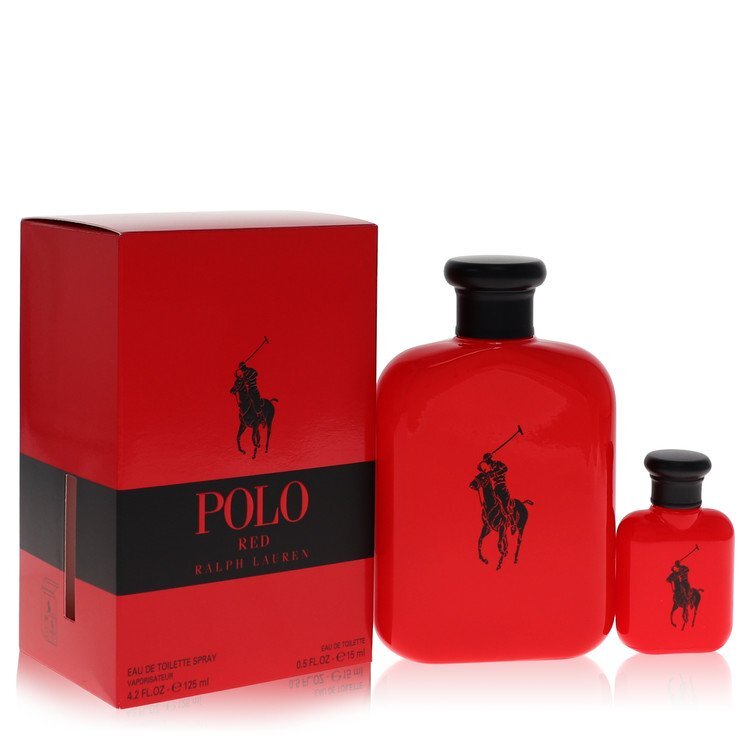 Polo Red by Ralph Lauren Gift Set -- 4.2 oz Eau De Toilette Spray + 0.5 oz Mini EDT (Men) - Nexusni