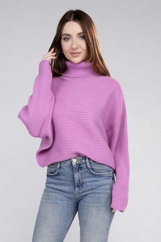 Viscose Dolman Sleeve Turtleneck Sweater - Nexusni