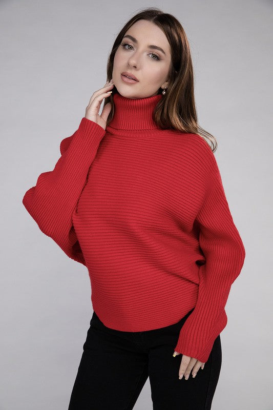 Viscose Dolman Sleeve Turtleneck Sweater - Nexusni