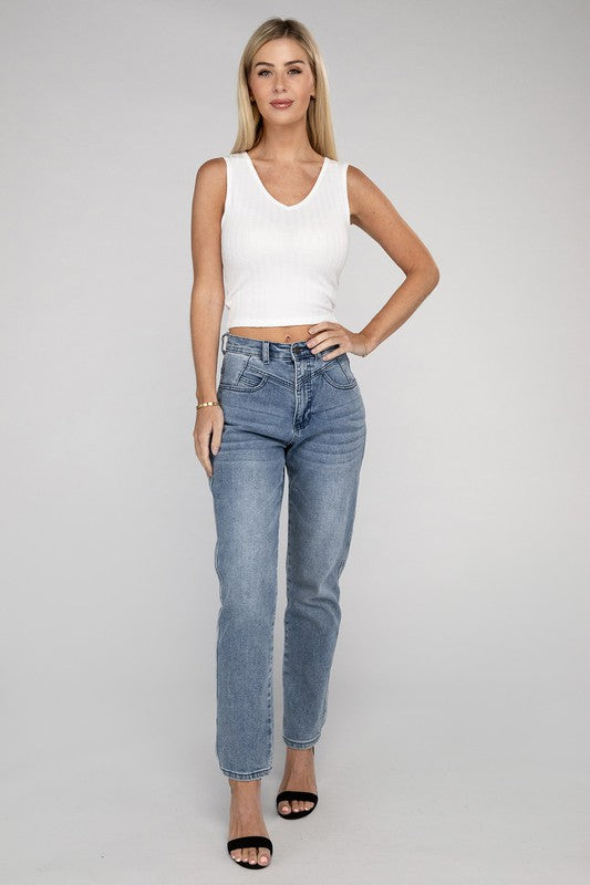 Ribbed Scoop Neck Cropped Sleeveless Top - Nexusni