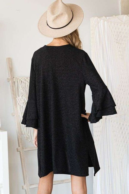 Glitter bell sleeve kimono style cardigan PLUS - Nexusni