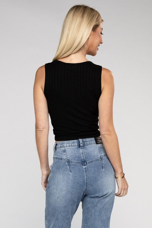 Ribbed Scoop Neck Cropped Sleeveless Top - Nexusni