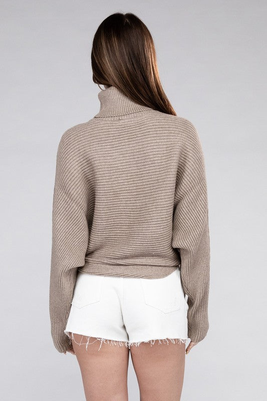 Viscose Dolman Sleeve Turtleneck Sweater - Nexusni