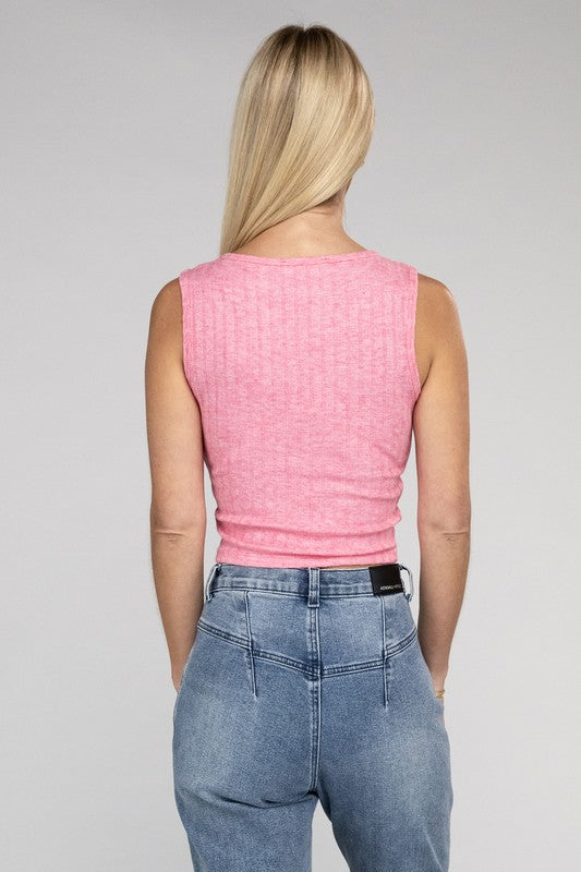 Ribbed Scoop Neck Cropped Sleeveless Top - Nexusni