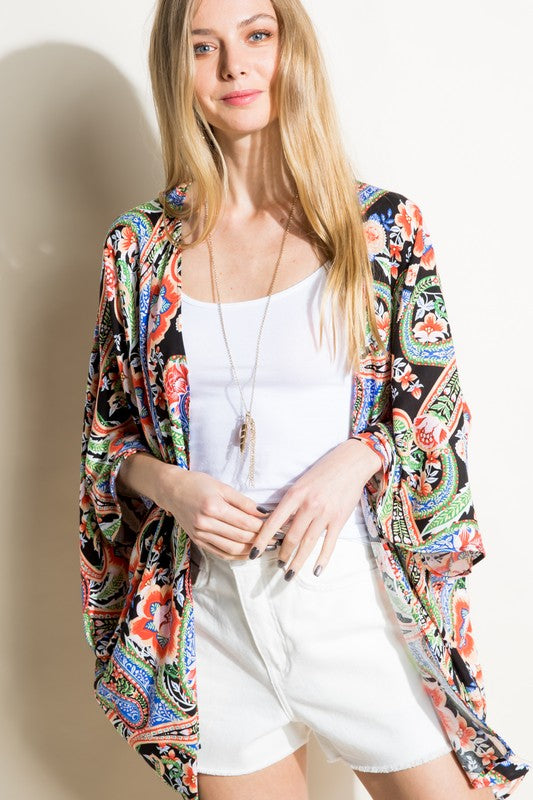 PAISLEY WOVEN KIMONO CARDIGAN - Nexusni