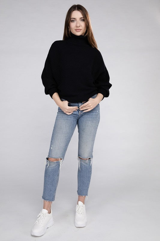 Viscose Dolman Sleeve Turtleneck Sweater - Nexusni