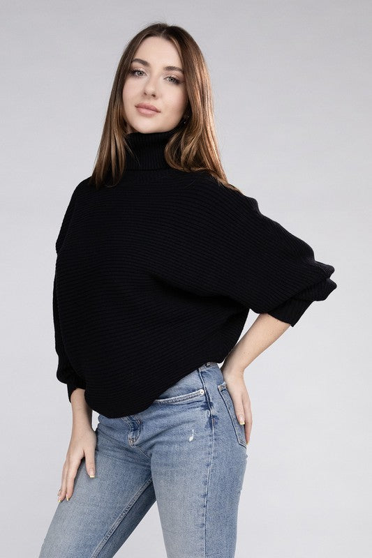 Viscose Dolman Sleeve Turtleneck Sweater - Nexusni