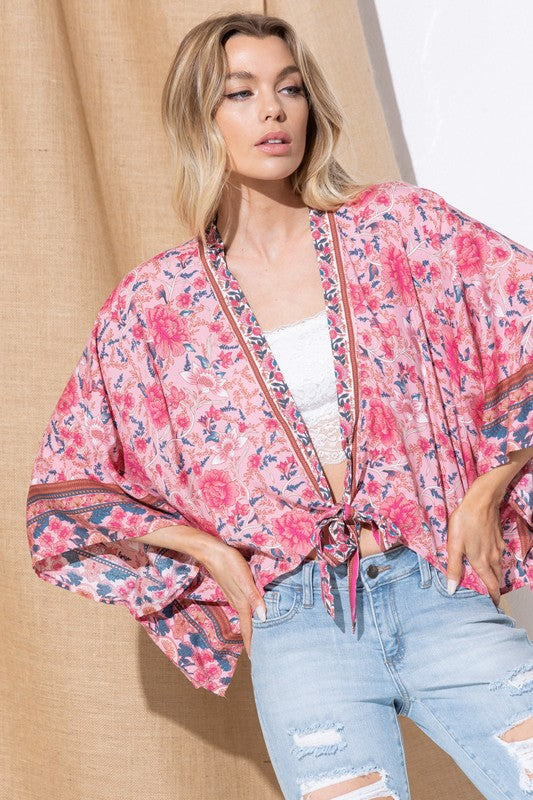 LIGHT WOVEN SQUARED OPEN KIMONO CARDIGAN WITH TIE - Nexusni