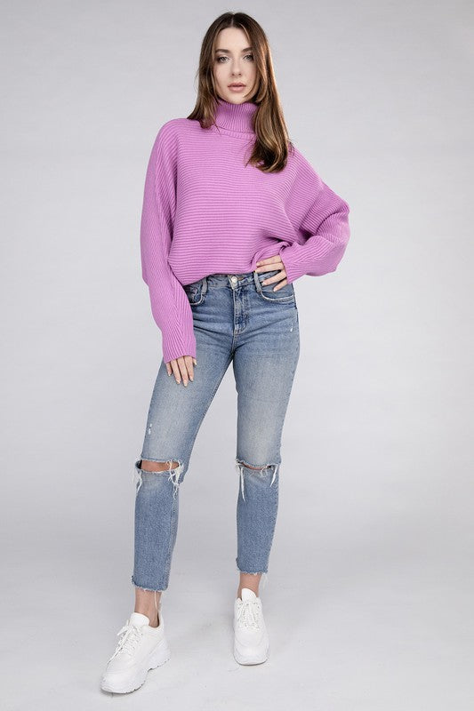 Viscose Dolman Sleeve Turtleneck Sweater - Nexusni