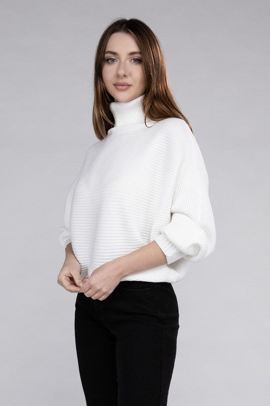 Viscose Dolman Sleeve Turtleneck Sweater - Nexusni